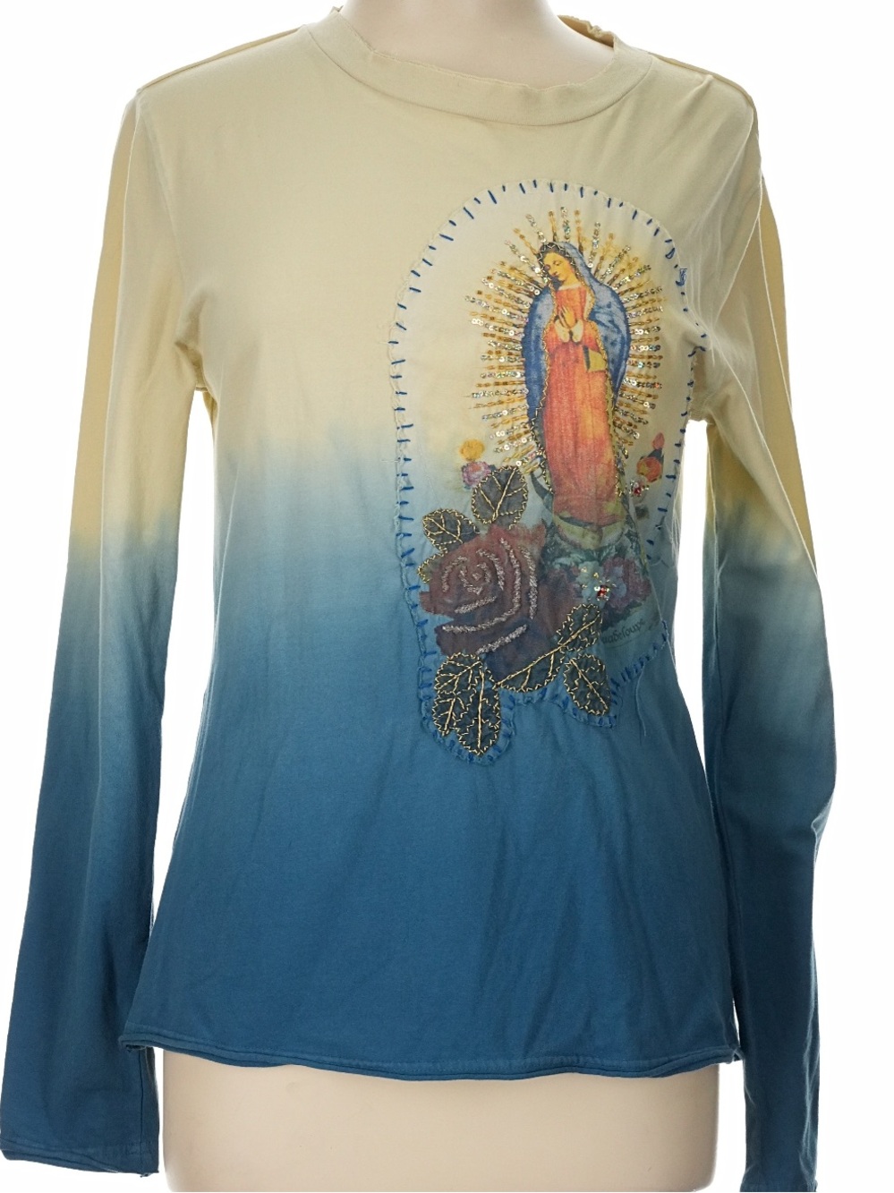 Double D Ranch Our Lady of Guadalupe roses embroidered sequin graphic RTL $225